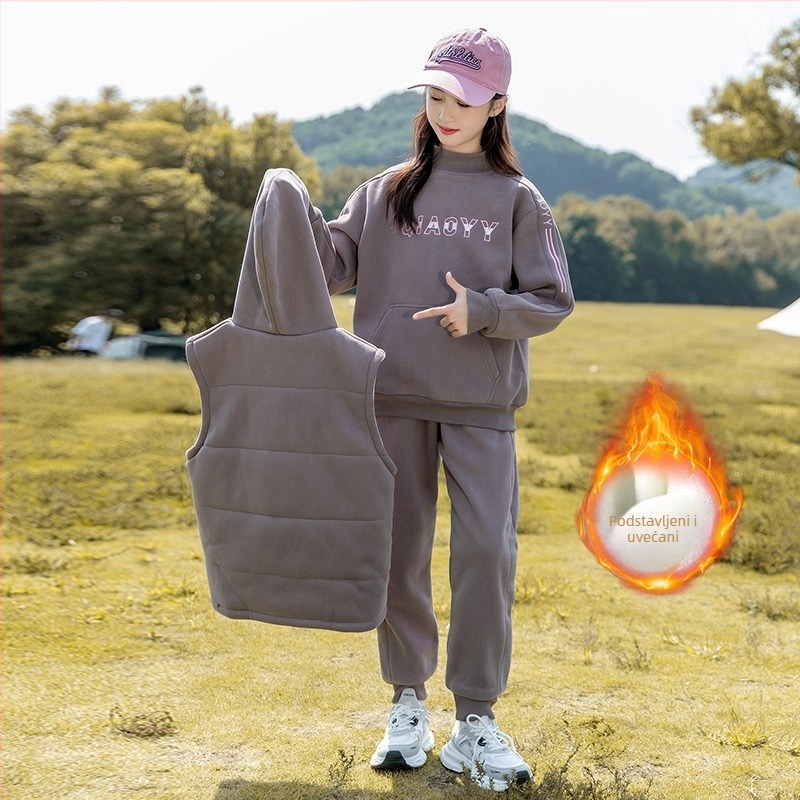 Djevojčice: zimski trodijelni set s flis podstavom