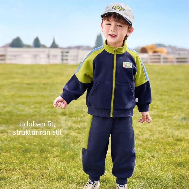 Dječji dvodijelni sportski set, unisex, dugi rukavi, pamuk‑mješavina 60% pamuk, za djecu 3–8 godina, proljeće-jesen