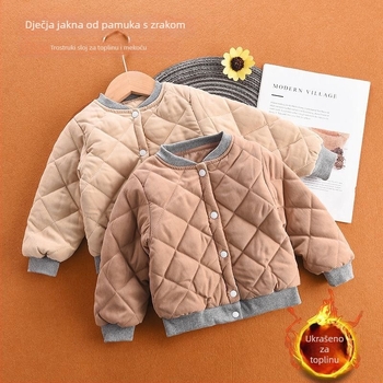 Dječja pamučna jakna s kapuljačom, debela tkanina, pamuk podstava, jednofarbna