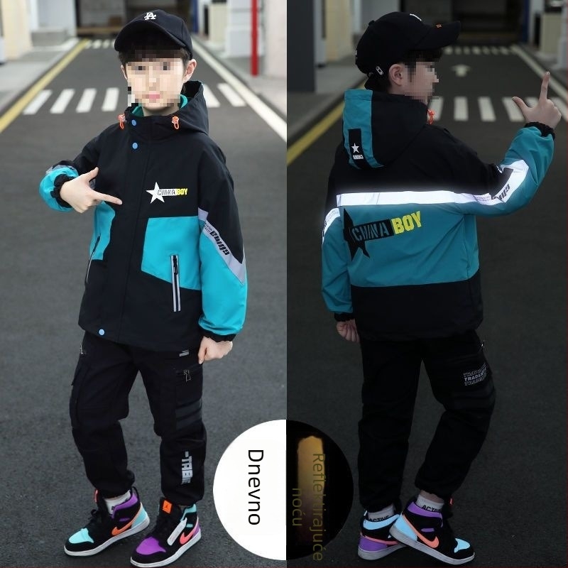 Dječja jakna za dječake - jesen-zima, debeli flis, s odvojivom podstavom, otporna na vjetar