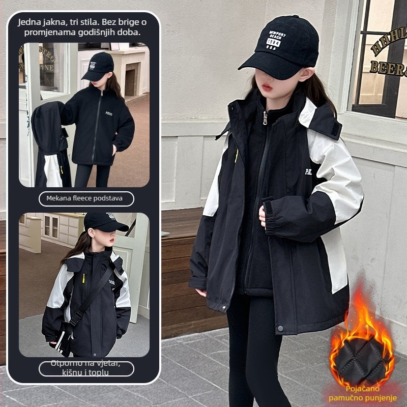 Jakna za djevojčice, korejskog stila, jesen 2025, zatvarač, poliester (80%)