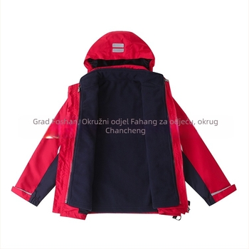 Dječja zimska jakna s fiksnom kapuljom, zatvarač, flis podstava, vanjski najlon materijal