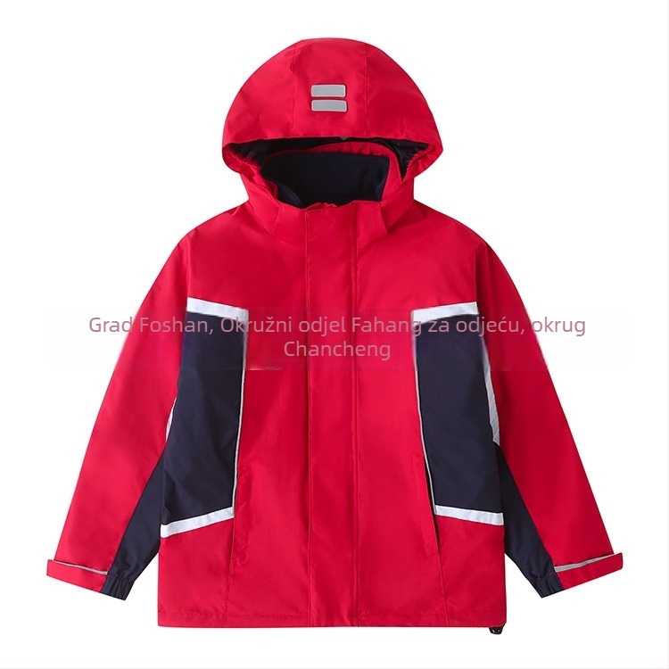 Dječja zimska jakna s fiksnom kapuljom, zatvarač, flis podstava, vanjski najlon materijal