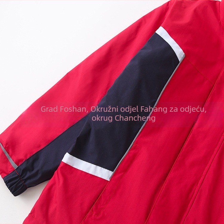 Dječja zimska jakna s fiksnom kapuljom, zatvarač, flis podstava, vanjski najlon materijal