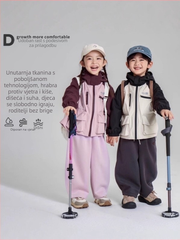 Dječja jakna za jesen: vjetrovka, vodootporna i otporna na mrlje; unisex, s stojećim ovratnikom i 100% poliester.