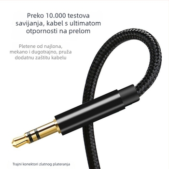 Automobilski AUX adapter kabel Type-C, pleteni 3.5 mm audio kabel, kompatibilan s iPhone 14 i iPhone 15