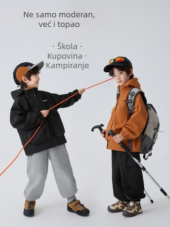 Muška dječja kapuljačasta jakna s soft shellom, 100% poliester, vodootporna 3000 mm, potpuno zalijepljeni šavovi, podstava poliester, za uzrast 7–12 godina, jesen-zima