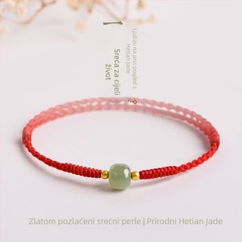 Crveni šnurna narukvica - ručno pleteni, ženski korejski stil, Minsheng