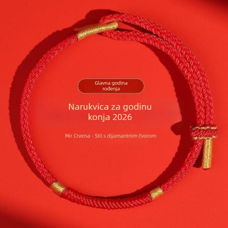 Narukvica od užadi, ručno pletena, etničkog stila, unisex; tehnika pletenja, izlazak jeseni 2025; individualno zapakirano.