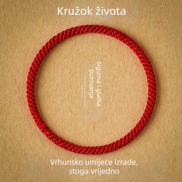 Ručni pleteni narukvica od crvenog užeta za zapešće, etnički stil, unisex, proljeće 2024