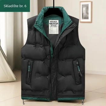 Vunena vesta od bijelog patčinog perja, unisex, stojeći ovratnik, dizajn blok boja, širok kroj, topao za jesen i zimu