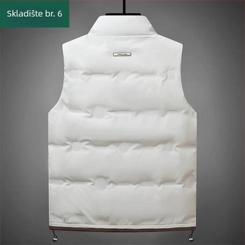 Vunena vesta od bijelog patčinog perja, unisex, stojeći ovratnik, dizajn blok boja, širok kroj, topao za jesen i zimu