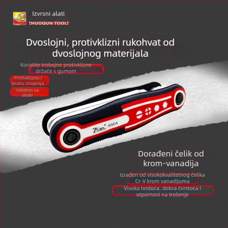8-u-1 set alata: krom-vanadijska čeli, Allen ključ i Torx, sklopivi odvijač za kućne popravke — Značka ZQUN