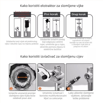 Set izvlačivača vijaka za uklanjanje slomljenih vijaka – visoko tvrdi krom-vanadijski čelik, 8 komada, za kućnu upotrebu