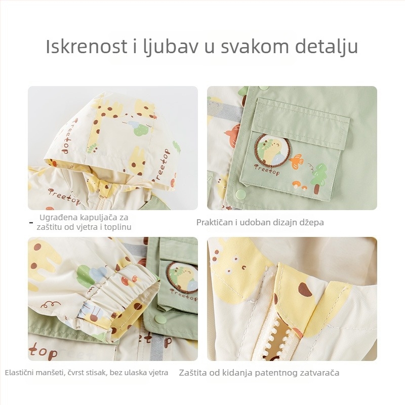 Dječja jakna s kapuljačom, unisex, jesen, poliester