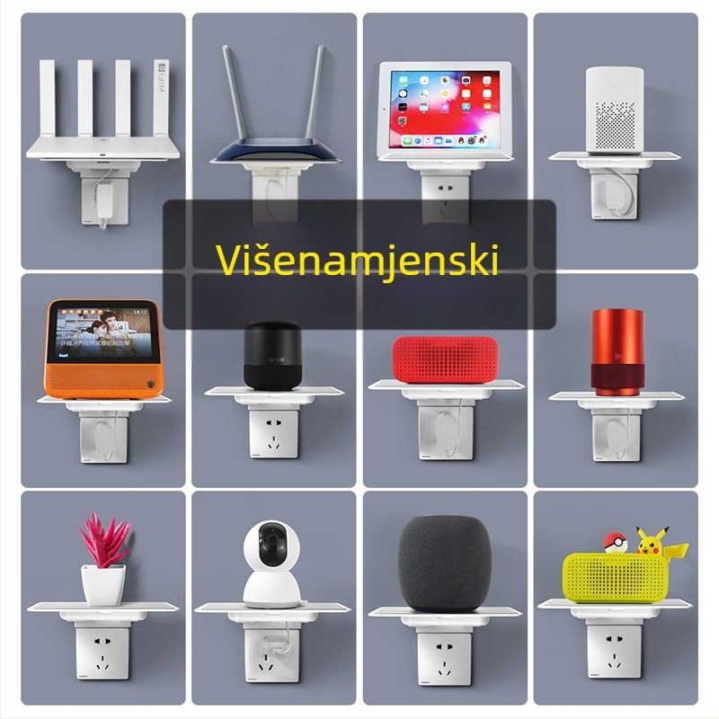 Držač za ruter bez bušenja, zidna polica od plastike, minimalistički kineski stil