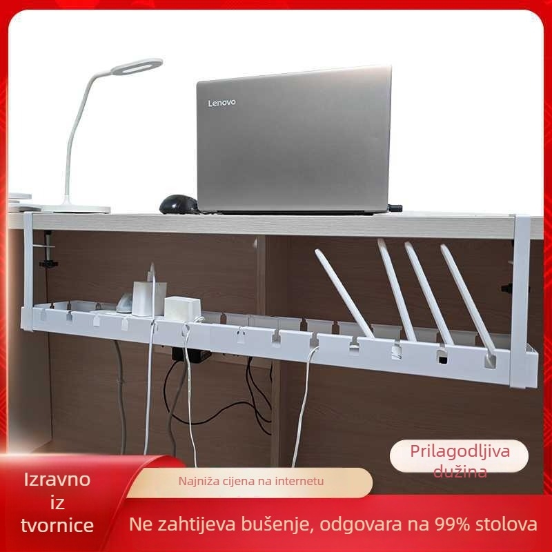 Desktop kabelski organizator – teleskopskog dizajna, bez bušenja, organizator od karbonskog čelika, set od 30 komada, 1 sloj skladištenja