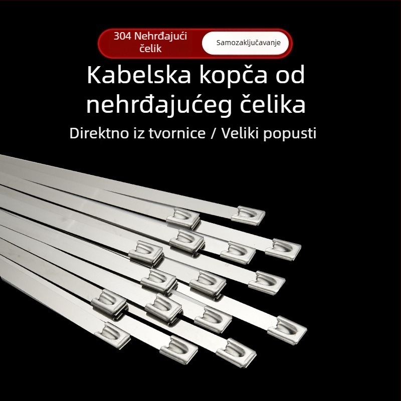 Kabelska spona od nehrđajućeg čelika 304 s automatskim zaključavanjem, za vanjsku upotrebu – otporna na visoke temperature, antioksidativna i otporna na koroziju