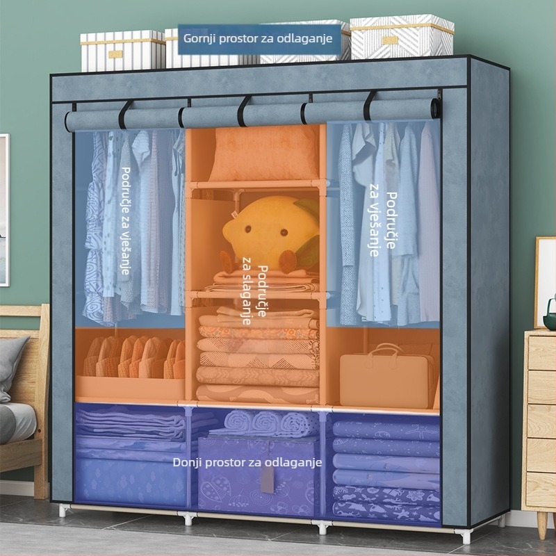 Jednostavan ormar od netkanog materijala za dom, minimalistički dizajn • model 1611-1612 • dimenzije 118×45×165 cm • materijal: netkano tkanina • podni stalak