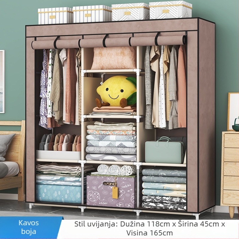 Jednostavan ormar od netkanog materijala za dom, minimalistički dizajn • model 1611-1612 • dimenzije 118×45×165 cm • materijal: netkano tkanina • podni stalak