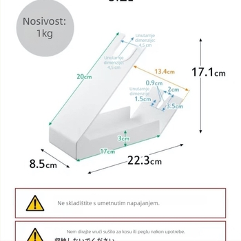 Vertikalni stalak za sušilo za kosu s upravljanjem kabelom i spremištem za curling alat – Materijal: željezo; Premaz: sprej lak; Nosivost: 5 kg; Model: 8797987