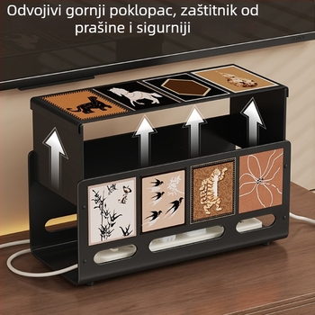 Kutija za pohranu kablova s poklopcem - ugljična čelika, 1 L, višenamenski stolni organizator za kablove