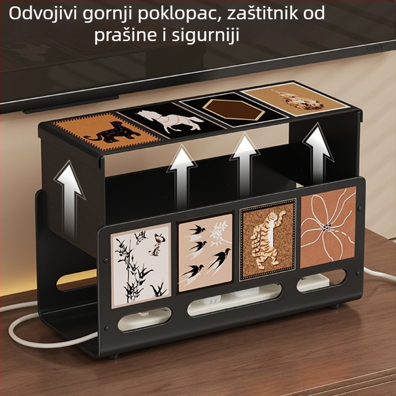 Kutija za pohranu kablova s poklopcem - ugljična čelika, 1 L, višenamenski stolni organizator za kablove