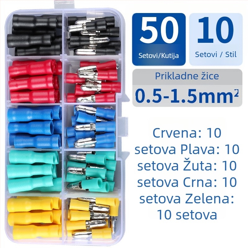 CHKL FRD Bullet konektori za žice, hladno presovani brzi terminali, muški i ženski, 50 setova u kutiji, za električare
