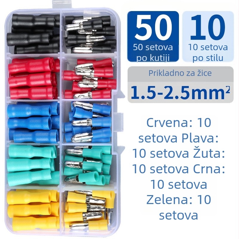 CHKL FRD Bullet konektori za žice, hladno presovani brzi terminali, muški i ženski, 50 setova u kutiji, za električare
