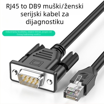RJ45 do DB9 serijski konzolni kabel, adapter kabel za prekidač/server, bakar, niklano, duljina 0.5-30 m