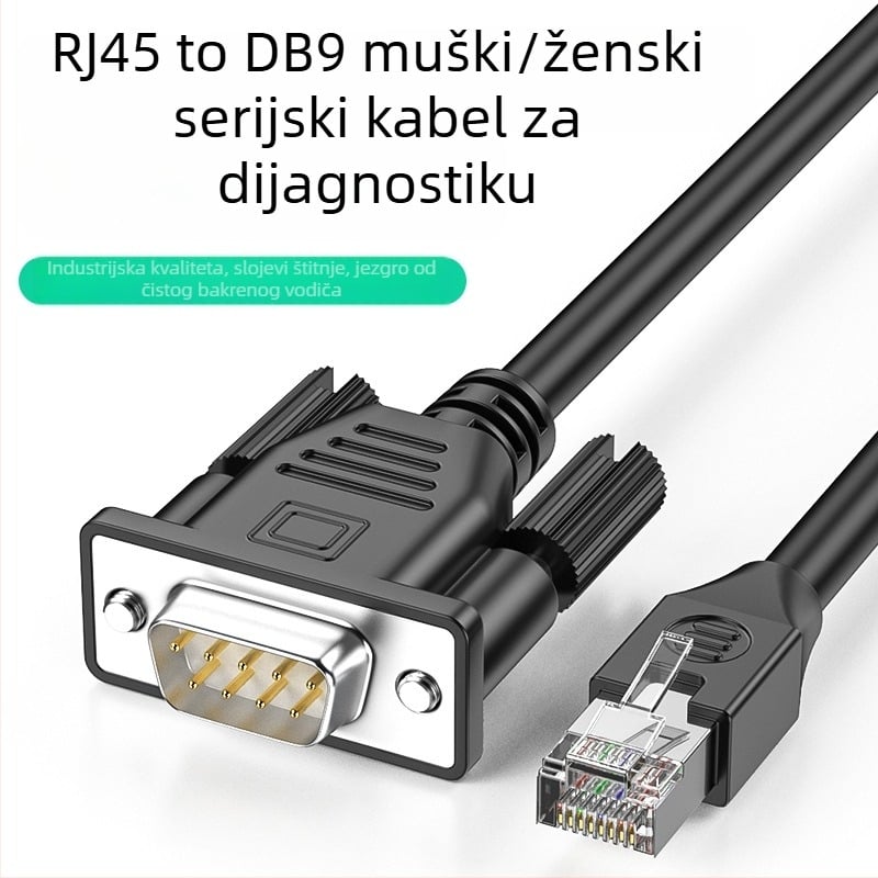 RJ45 do DB9 serijski konzolni kabel, adapter kabel za prekidač/server, bakar, niklano, duljina 0.5-30 m