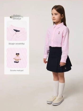 Dječja košulja od 100% pamuka, životinjski print, ovratnik tipa lapel, dugi rukavi, unisex