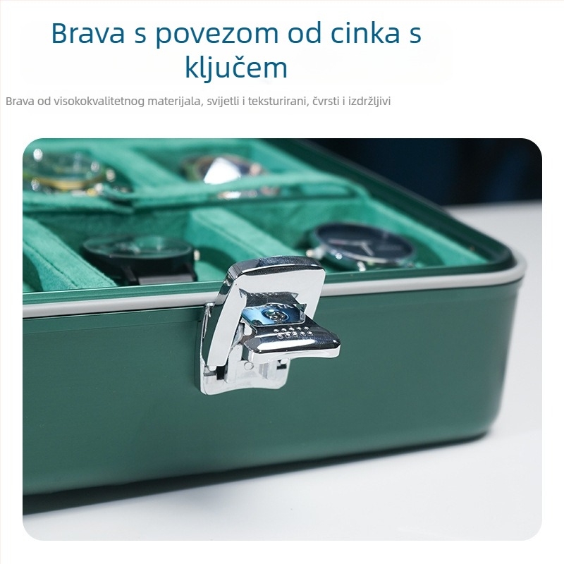 Tripshow kutija za satove od aluminijske legure sa zaključavanjem – prijenosna, izdržljiva, kompaktna kutija za izlaganje satova; mogućnost tiska logotipa i prilagodbe