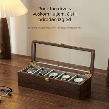 Kutija za satove od orašćevog drveta, klasičan kineski stil, pregrade 2/3/5/10