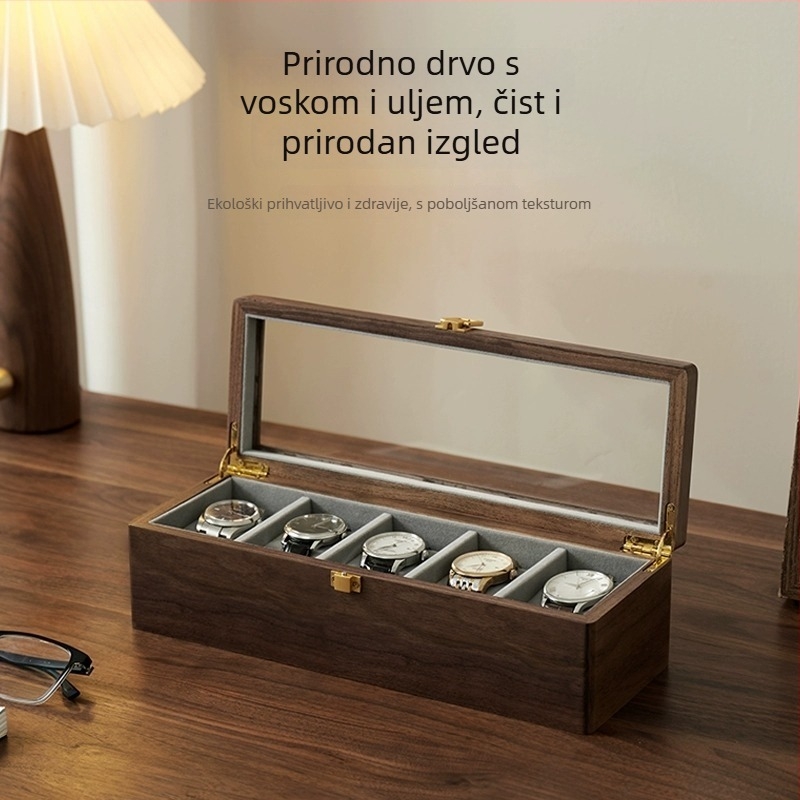 Kutija za satove od orašćevog drveta, klasičan kineski stil, pregrade 2/3/5/10