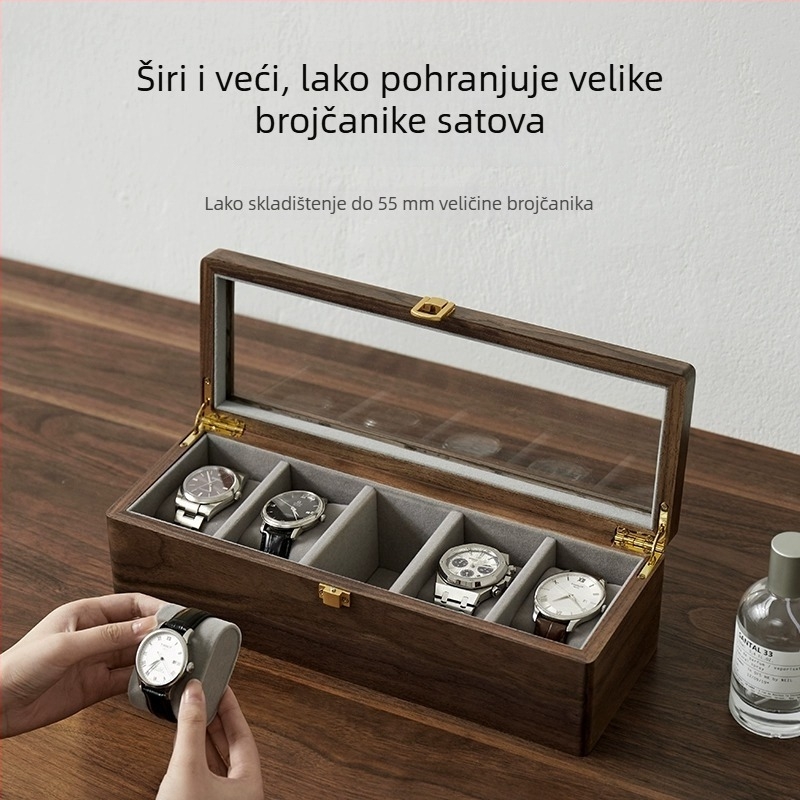 Kutija za satove od orašćevog drveta, klasičan kineski stil, pregrade 2/3/5/10
