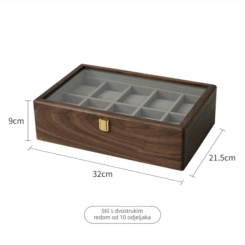 Kutija za satove od orašćevog drveta, klasičan kineski stil, pregrade 2/3/5/10