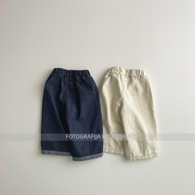 Dječje farmerice ravnih nogavica, korejski stil, 95% pamuk, visoki struk s elastikom, za djecu od 3 do 8 godina