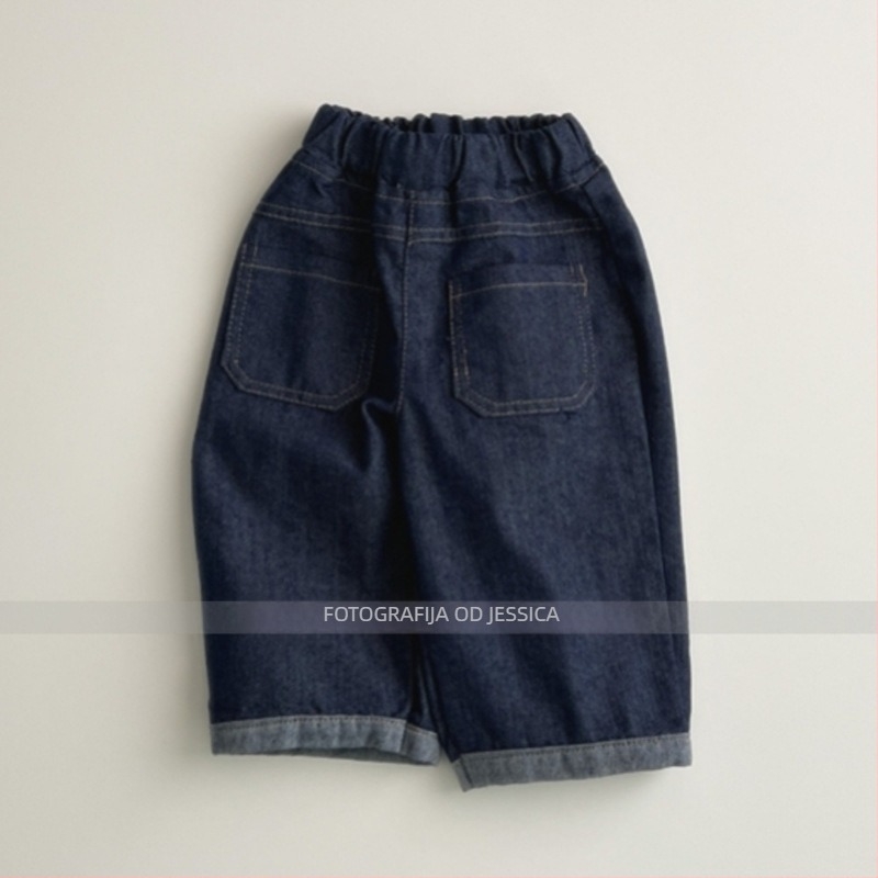 Dječje farmerice ravnih nogavica, korejski stil, 95% pamuk, visoki struk s elastikom, za djecu od 3 do 8 godina