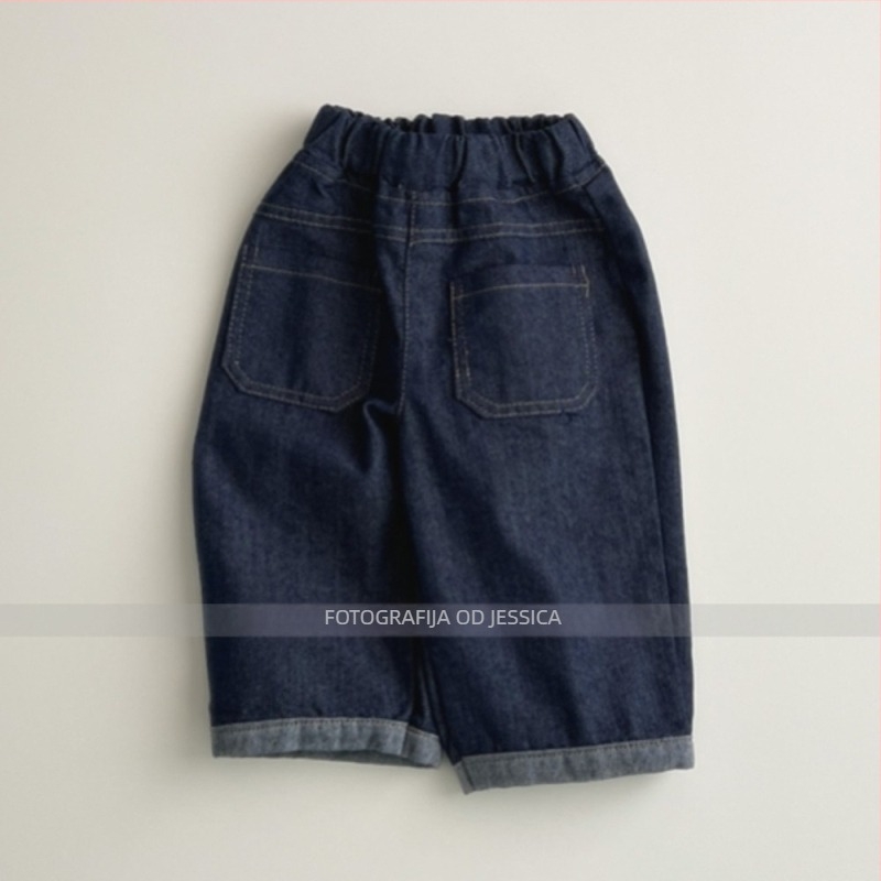 Dječje farmerice ravnih nogavica, korejski stil, 95% pamuk, visoki struk s elastikom, za djecu od 3 do 8 godina