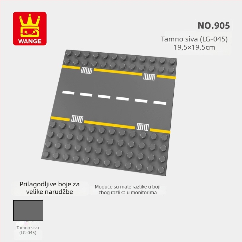 Osnovna ploča za građevne blokove, kompatibilna s LEGO velikim blokovima, modeli 905/906/907, marka Wange, ABS plast, 0,2 kg, 100–200 komada