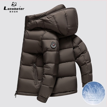 Muška jakna od perja s kapuljom, stojećim ovratnikom, debela; sadržaj perja 86–90%, punjenje 149–192 g, 700 punjenje