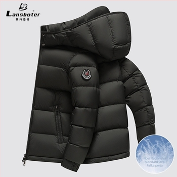 Muška jakna od perja s kapuljom, stojećim ovratnikom, debela; sadržaj perja 86–90%, punjenje 149–192 g, 700 punjenje