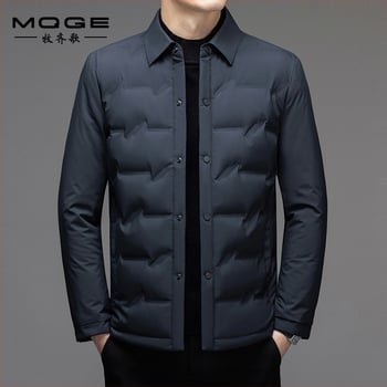 Muška lagana down jakna s reverom, punjenje bijelim gusjim perjem 86–90%, gustoća 650, zatvarač, zimski osnovni stil, podstava poliester