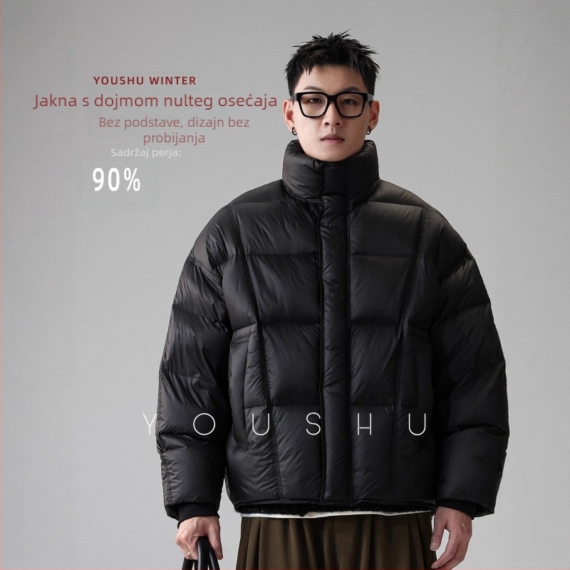 Muška jakna od kačjeg perja, kapuljača, udio perja 81–85%, punilo 190–260 g, zima 2025