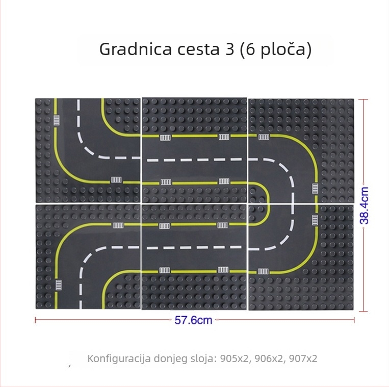 Wange Podloga za cestovne blokove za građevinu, Kompatibilna s LEGO velikim blokovima, ABS plastika, 100–200 komada, Uzrast 7–14 godina