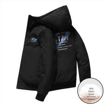 Muška zimska jakna s kapuljom, dvostruko nošenje, punilo od pačjih pera, debela izolacija, zatvarač