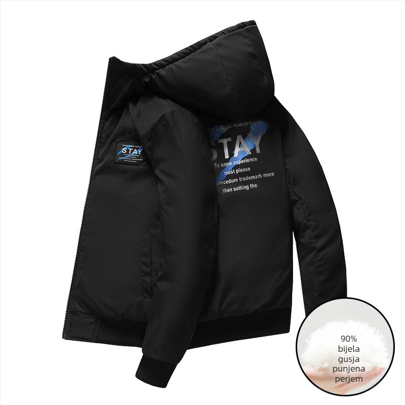 Muška zimska jakna s kapuljom, dvostruko nošenje, punilo od pačjih pera, debela izolacija, zatvarač