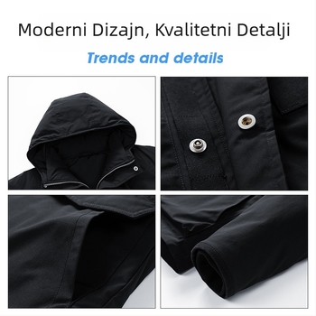 Kapuljačom puna jakna za muškarce i žene | osnovni i trendovski stil (vjetar otporan; zatvarač; produžena duljina; sadržaj perja 81-85%)