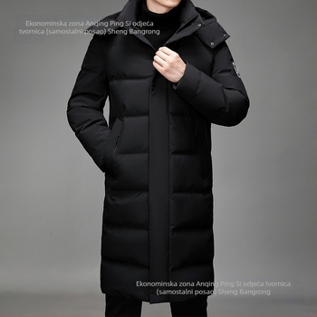 Muška zimska jakna s perjem, s kapuljom, punjenje bijelim patkama down, kašmir 91–95%, lagana zaštita od hladnoće (-5°C do 0°C), corduroy vanjski materijal, podstava polipropilen